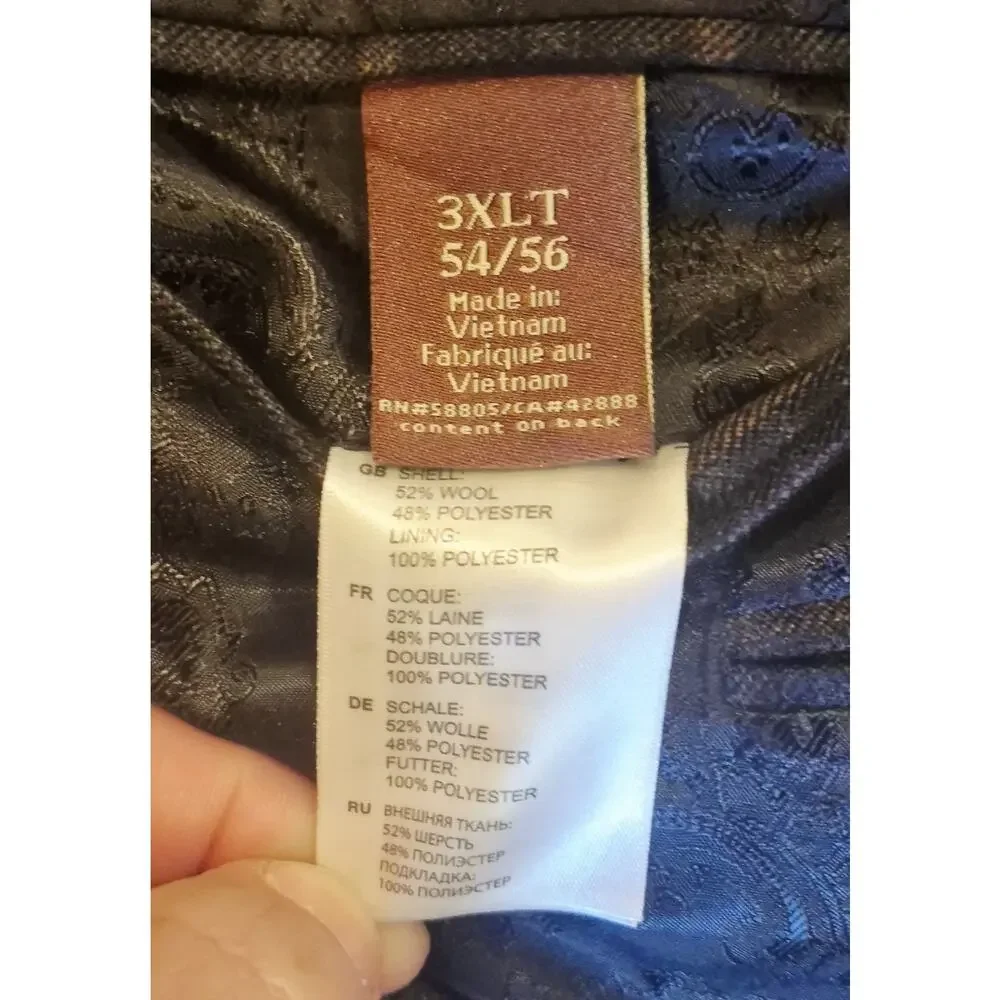 Oak Hill Mens Sport Coat Blazer 3XLT 54/56 Gray Plaid Wool Blend Big Tall